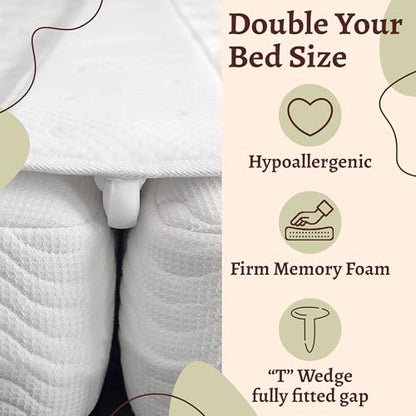 Greaton, 80” Bed Bridge Pad | Twin XL to King Mattress Converter Kit | Gap Filler for Adjustable Mattresses | Good for Guests Stay Overs & Family Room, White