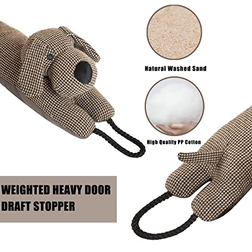 Under Door Draft Stopper Decorative Wind Stopper 36 inch for Door & Window, Weighted Animal Air Draft Stopper for Bottom of Door with Hanging Loops - Brown Dog