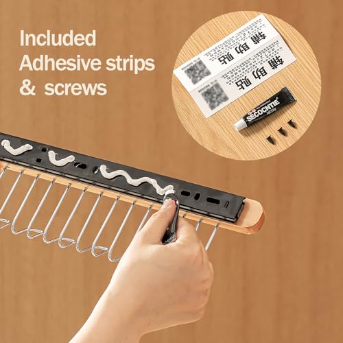 Pull Out Bra Hanger for Closet, Sliding Hooks Rack for Belt Ties Tank Top Scarf Jewelry, Space Saving Organizr for Wardrobe Cabinet, Right Side 12 Hooks Rail, 2 Pcs