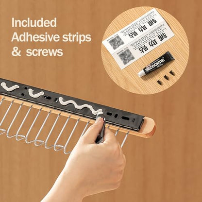 Pull Out Bra Hanger for Closet, Sliding Hooks Rack for Belt Ties Tank Top Scarf Jewelry, Space Saving Organizr for Wardrobe Cabinet, Right Side 12 Hooks Rail, 2 Pcs