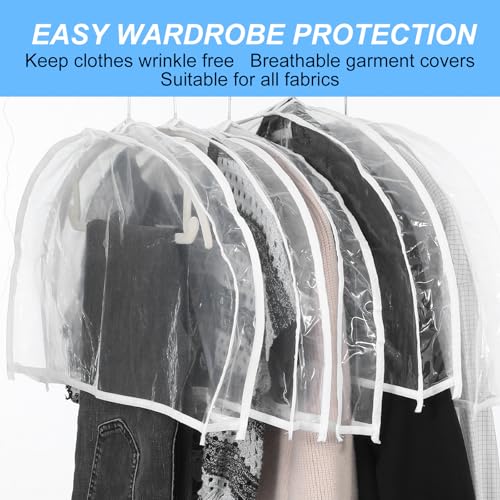 18 Pack Clear Shoulder Covers with 2" Gusset, 24" Wide x 12" High, Vinyl Dust Protectors for Hanging Clothes, Suits, Coats, Dresses, Closet Organizer