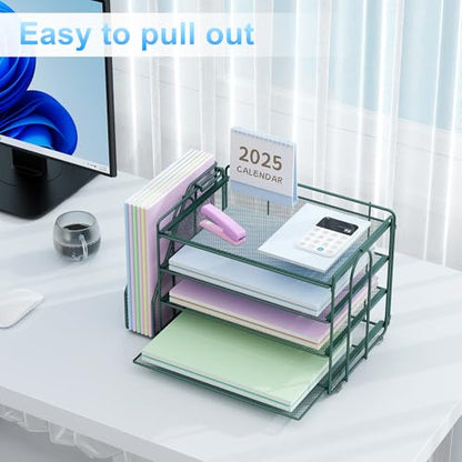Paper Organizer, Desk Organizers and Accessories for Desk with File organizer, Desk Accessories & Workspace Organizers for Catalog & Reference Racks (Dark Green)