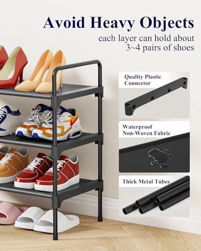 Kitsure Shoe Rack for Closet, Shoe Storage, 27.6" Wide - 3 Tiers, Black | Shoe Organizer for Closet, Entryway, Living Room, Space-Saving Shoe Shelf, Sturdy Zapateras Organizer