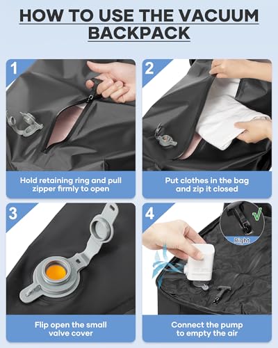 coofay Vacuum Backpack Travel with Pump Vacpack Travel Backpack with Vacuum System Mochila de Viaje Compresion al Vacio Easyvacpack Airbag Backpacks for Traveling Carry on Luggage