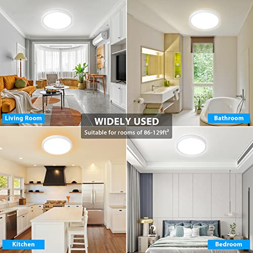 Dimmable Ceiling Light with Remote Control, Wired 8.7Inch 18W 3000K-6000K Light Color Adjustable, Round LED Flush Mount Ceiling Lamp, White Flat Panel Lights for Dining Room, Bedroom, Kitchen