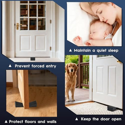 4-Pack Premium Rubber Wedge Door Stops, Solid Heavy-Duty Floor Door Stopper Door Wedges with Patented Anti-Slip Base, No Installation for Home/Office, Non-Scratching, Fits Gaps Under 1.18”