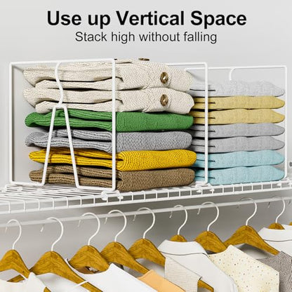 Wire Shelf Dividers for Closet: Tall 10.6in x Deep 12in, 8 Pack | Wire Rack Accessories - Adjustable Purse Organizer for Clothes Handbags - Metal Pantry Separators