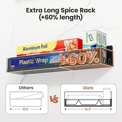 16.9 Inch Wide Large Capacity Magnetic Spice Rack... (Matt Black | Metal)