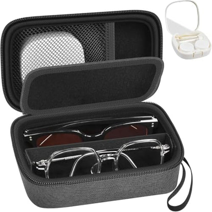 GWCASE Portable 2 in 1 Contact Lens Case and Glasses Case for 2 Pairs