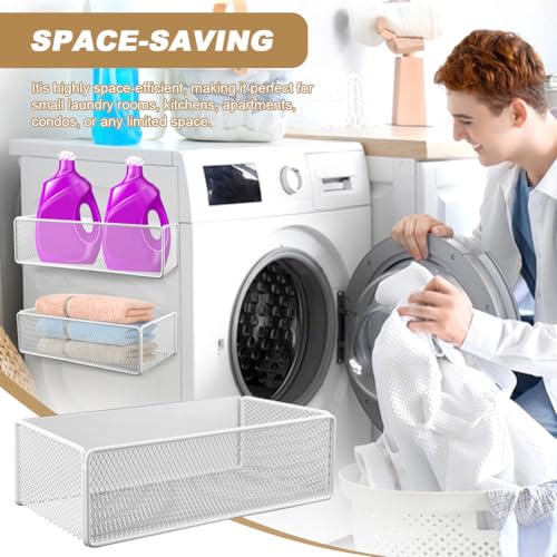 Magnetic Shelf for Washing Machine, Washer Dryer Shelf, Magnetic Lint Bin for Laundry Room, 10.2 * 4.8 * 2.95 inch, 11lb Capacity basket for Washer/Dryer, Fridge & Small Spaces