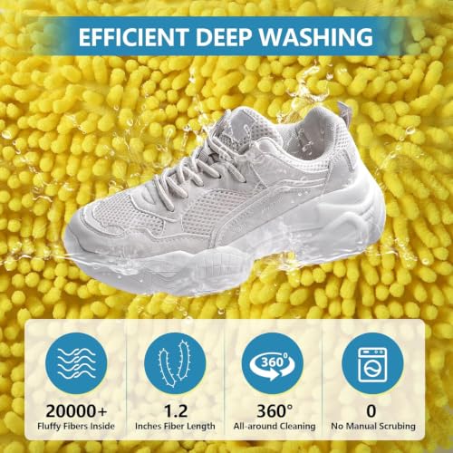 2 Pack Shoe Washing Machine Bag, Reusable Sneaker Laundry Bag for Washer & Dryer, Shoe Wash Bag with Soft Chenille Microfiber for Running, Tennis & Canvas Shoes
