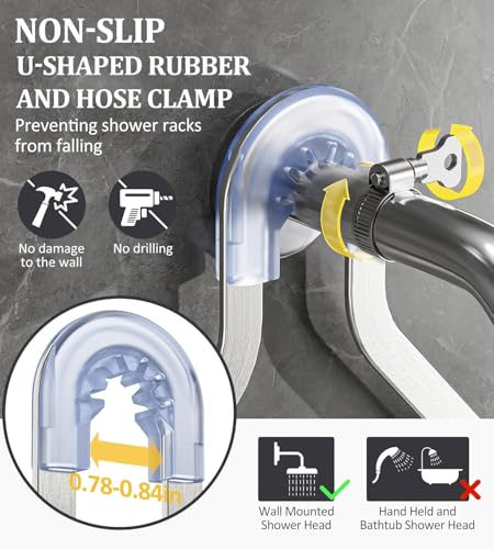 OMAIRA Shower Caddy Hanging with Soap Scrub Holder, Stainless Steel Adjustable No Drilling Non-Slip Large Capacity Sturdy Over Shower Head Shower Organizer Inside Shelves Bathroom Storage Rack, Silver