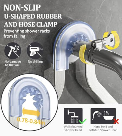 OMAIRA Shower Caddy Hanging with Soap Scrub Holder, Stainless Steel Adjustable No Drilling Non-Slip Large Capacity Sturdy Over Shower Head Shower Organizer Inside Shelves Bathroom Storage Rack, Silver