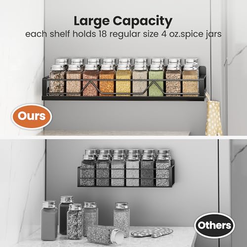 16.9 Inch Wide Large Capacity Magnetic Spice Rack... (Matt Black | Metal)