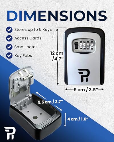 Key Lock Box for Outside – Large Outdoor Lockbox for Keys with Code, 4-Digit Combination Hidden Safe to Hide a Key Outside, Wall Mounted Key Storage for Home, Airbnb, 1 Pack