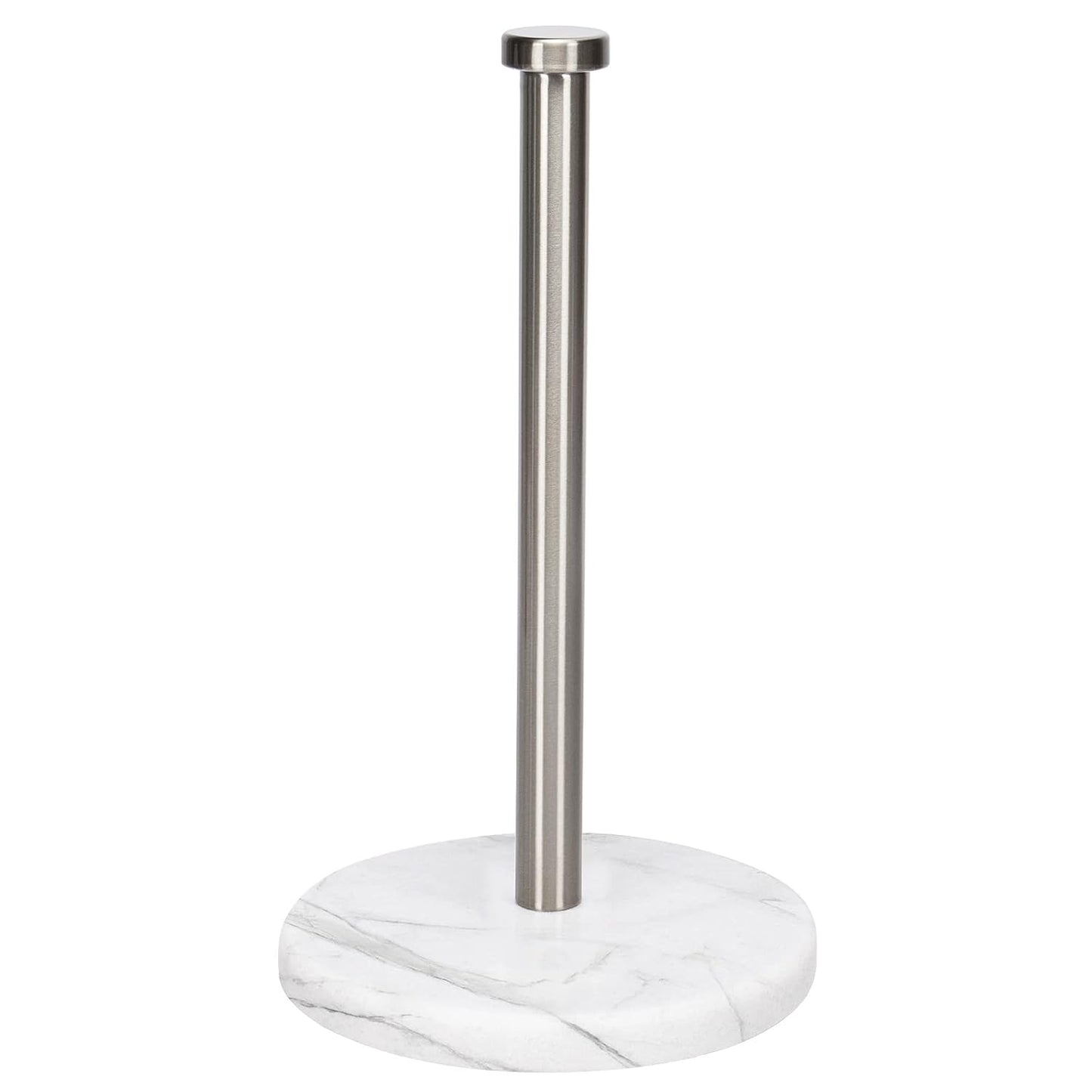 NearMoon Standing Paper Towel Holder, Kitchen Paper Towel Tissue Holder- for Bathroom Kitchen Countertop, Standard or Jumbo-Sized Roll Paper (with Marble Base, Brushed Nickel)