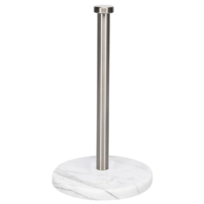 NearMoon Standing Paper Towel Holder, Kitchen Paper Towel Tissue Holder- for Bathroom Kitchen Countertop, Standard or Jumbo-Sized Roll Paper (with Marble Base, Brushed Nickel)