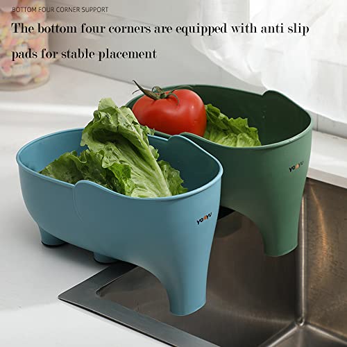 Vegetables Washing Basket Elephant Drainage Basket Fruit Basket for Draining Pasta Noodles Kitchen Gray PP Material 22x14x10cm
