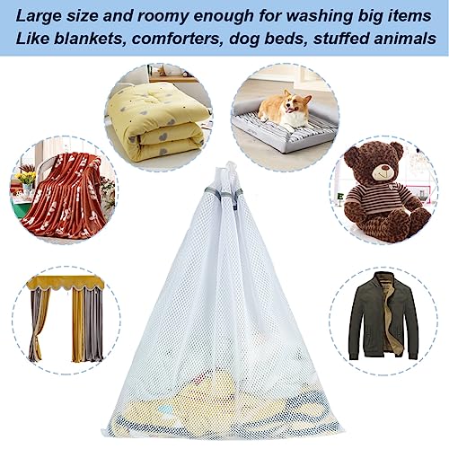Vivifying Extra Large Mesh Laundry Bag, 2 Pack XXL Oversize Honeycomb Mesh Wash Bags for Washing Machine, Coats, Stuffed Toys, Blanket, Bedding, Sweater, Delicates Clothes (27 x 35 Inches)