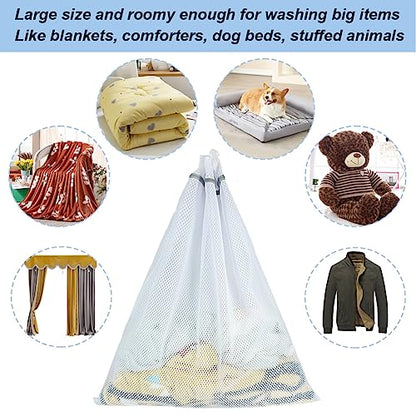 Vivifying Extra Large Mesh Laundry Bag, 2 Pack XXL Oversize Honeycomb Mesh Wash Bags for Washing Machine, Coats, Stuffed Toys, Blanket, Bedding, Sweater, Delicates Clothes (27 x 35 Inches)