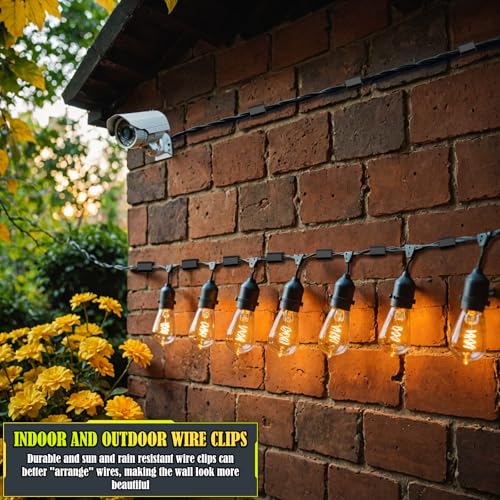 Lewufe Hooks for Outdoor String Lights Clips, Christmas Light Clips Weatherproof, Lights Hanger Hooks for Hanging Christmas Light, Fairy Light, Cable, Holiday Decor - Black, 30 Pack