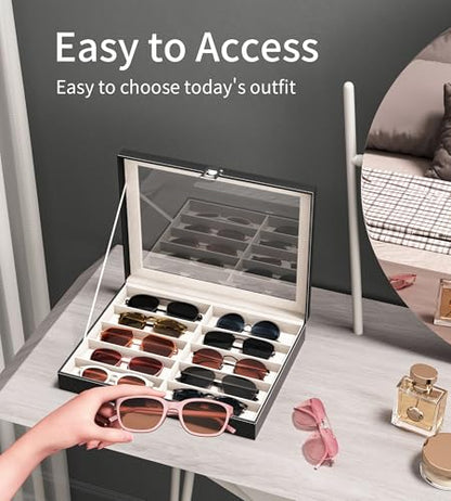 10/30 Slots Sunglass Organizer for Multiple Pairs of Eyeglass See-through Display Case Storage Box for Women Men
