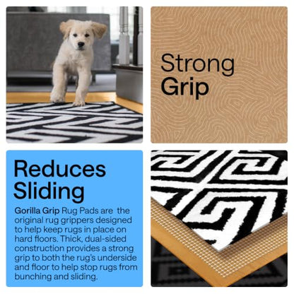 GORILLA GRIP® Strong Rug Pad Gripper, 2x6 FT, US Designed, Grips Help Keep Area Rugs Safe and in Place, Slip and Skid Resistant Pads for Hard Floors, Under Carpet Mat Cushion and Hardwood Protection