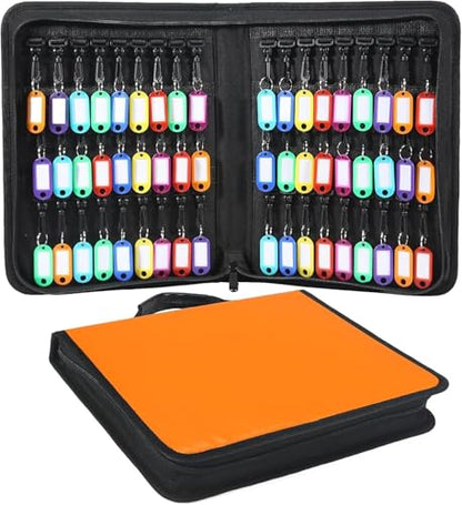Portable Key Organizer with Handle, Fireproof and Waterproof Key Case, Key Holder with 54 Hooks and Tags Portable Key Storage Book for Offices Real Estate Agencies Hotels and Rental Management