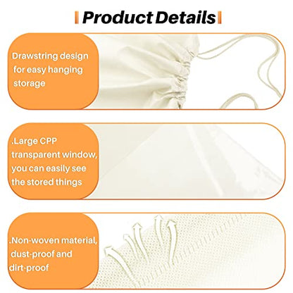 Shappy 12 Pcs Dustproof Drawstring Bags Purse Dust Storage Bags for Handbags Covers Non Woven Fabric Cloth Pouch String Packing Organizer Shoe Pouch(Assorted Sizes,Beige)