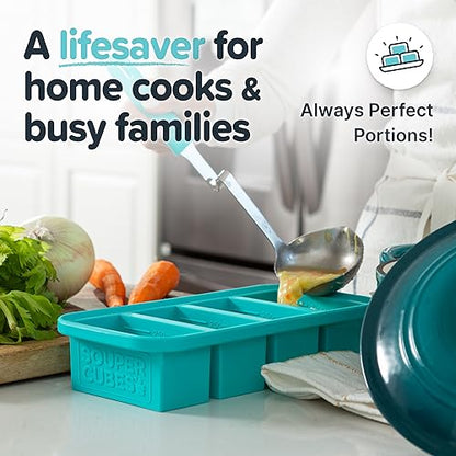 Souper Cubes 1 Cup Silicone Freezer Molds with Lids, Aqua, 2-Pack
