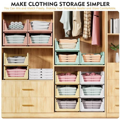 5 Pack Stackable Closet Organizer Box, Multifuncti... (Pink | Plastic)