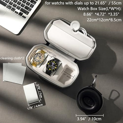 Watch Travel Case, Storage Watch Box for Men (3 Slots +Single) | 3 Slots Watch Cases, Single Watch Case, EVA Hard Shell, Zippered Organizer, Suitable for Wristwatches and Smart Watches