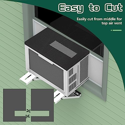 Window Air Conditioner Drip Cushion, Removable AC Rain Cover with Magnetic Pad for Window AC Units,Stops Cushion Moving Stops Dropping Noise Foam Cushion (Black)