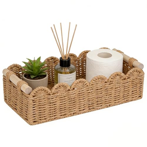 Upgraded Paper Rope Scalloped Edge Toilet Paper St... (Neutral | Paper)