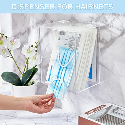 2 Pcs Acrylic Dispenser for Hairnet, Emesis Bags, Wall Mount Clear Acrylic Face Mask Holder for Beard Nets, Safety Glasses, Shoe Covers