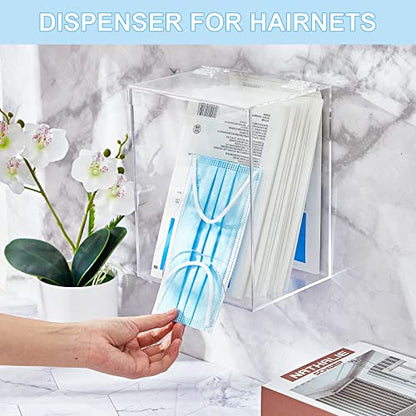 2 Pcs Acrylic Dispenser for Hairnet, Emesis Bags, Wall Mount Clear Acrylic Face Mask Holder for Beard Nets, Safety Glasses, Shoe Covers