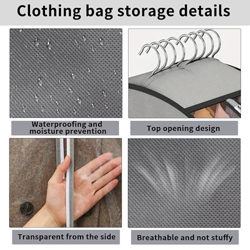 3 Pcs 10" Gusseted Garment Bags 40" & 50" PEVA Breathable Dust Cover | clothes storage bags,Garment Bags,Hanging Clothes Covers with Bedroom,Suits,Padded Clothes, Dress, Shirts, Sweaters, Keep Dry