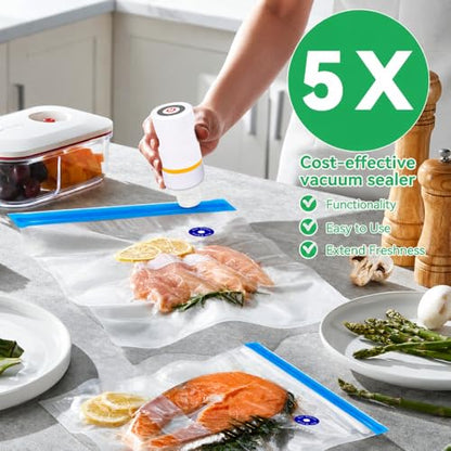 42 PCS Sous Vide Vacuum Sealer Set - 30 Reusable Bags, 5 Clips and Sealing Clips for Anova, Joule Cookers