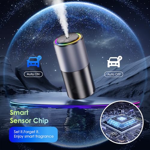 Car Air Freshener Diffuser,Smart Car Air Freshener 150ml Capacity for 6 Months,RGB Music Syncing Light,Auto On/Off,Suitable for Cars,Offices (Cologne)