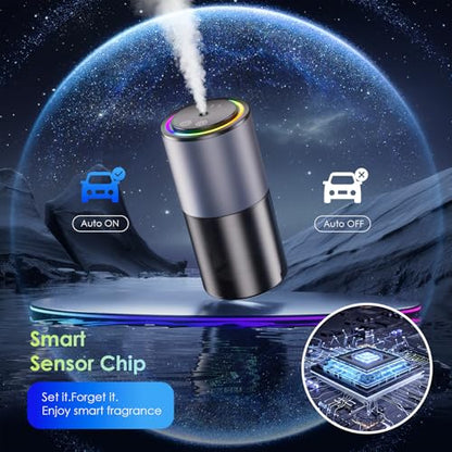 Car Air Freshener Diffuser,Smart Car Air Freshener 150ml Capacity for 6 Months,RGB Music Syncing Light,Auto On/Off,Suitable for Cars,Offices (Cologne)