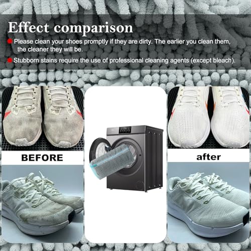 Shoe Washing Machine Bag, Laundry Shoe Bag for Washer and Dryer, Reusable Zipper Plush Sneaker Washing Machine Bag for Shoes, Gym,Tennis Shoes, Sports Delicate Gray 2pc