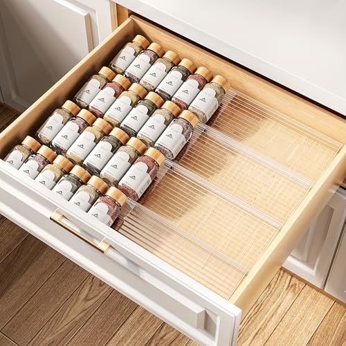 Clear Spice Drawer Organizer, 4 Tier- 2 Set (8 Pac... (Clear | Plastic)