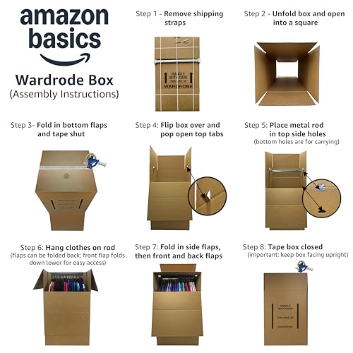 Space Saving Wardrobe Moving Boxes 20 x 20 x 34 Inches Moving Boxes, 1-Pack, Kraft/Corrugated (BOXMINIWAR01) | Kraft/Corrugated, BOXMINIWAR01