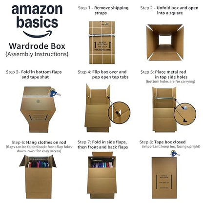 Space Saving Wardrobe Moving Boxes 20 x 20 x 34 Inches Moving Boxes, 1-Pack, Kraft/Corrugated (BOXMINIWAR01) | Kraft/Corrugated, BOXMINIWAR01