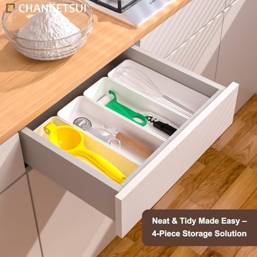Silverware Organizer Tray for Kitchen Drawer Cabinet Single Cutlery Holder | Small Stackable utensil shallow trays individual plastic fork knife spoon