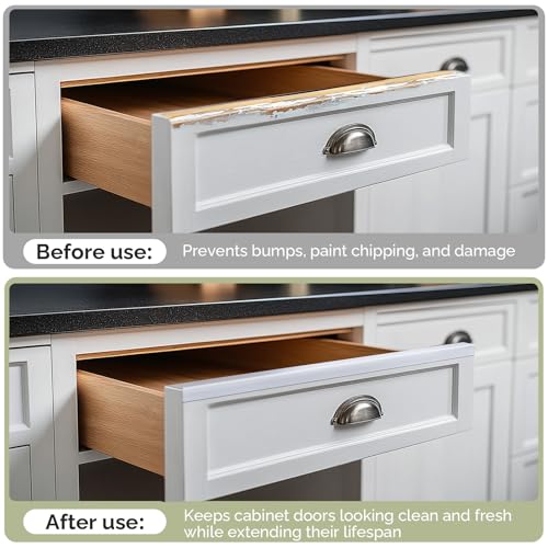 Magicheap 36"Length Cabinet Door Protector, 3/4"Thick, Transparent, 10 PCS | Snugly Fit, Flexible Slip-On, Plastic Cabinet Edge Guard Bumpers, Edge Protectors to Prevent Wear Chipping Discoloration