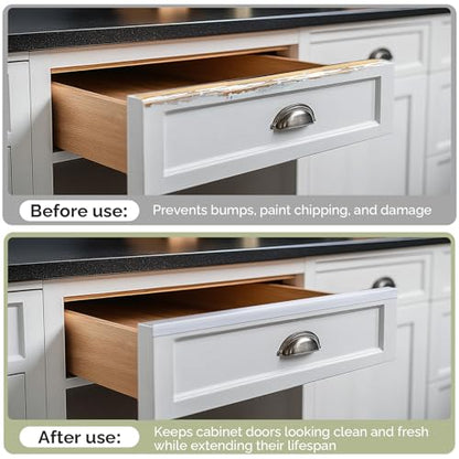 Magicheap 36"Length Cabinet Door Protector, 3/4"Thick, Transparent, 10 PCS | Snugly Fit, Flexible Slip-On, Plastic Cabinet Edge Guard Bumpers, Edge Protectors to Prevent Wear Chipping Discoloration