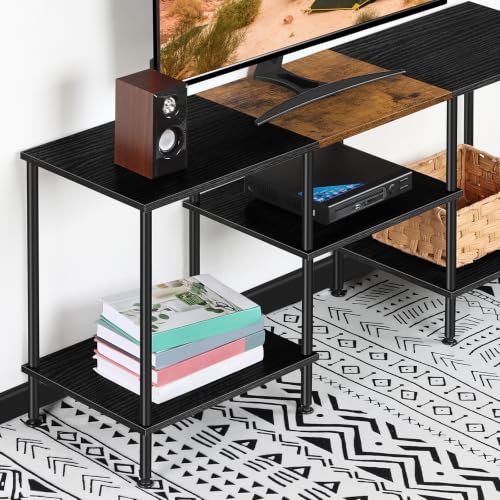 50 Inch TV Stands for Living Room Black TV Entertainment Center | Small Entertainment Center with Storage for 50 43 40 32 Inch TV Console Table for Bedroom Office