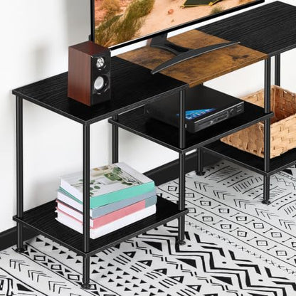 50 Inch TV Stands for Living Room Black TV Entertainment Center | Small Entertainment Center with Storage for 50 43 40 32 Inch TV Console Table for Bedroom Office