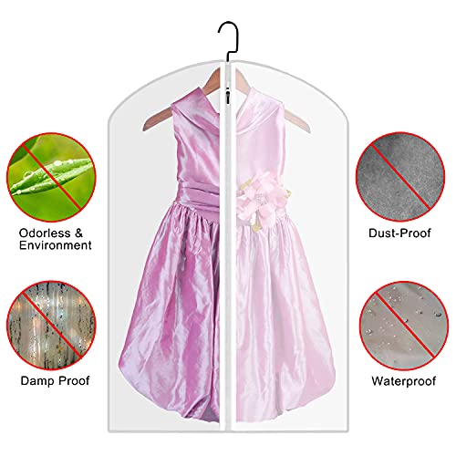 M MOACC Kids Garment Bags Little Girl Dress Bag Clear for Costume with Zipper Set of 5,Small